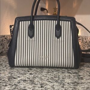 Kate Spade Navy and Cream Striped Satchel